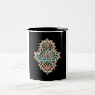Bicolor Taza de Khamsa del libra