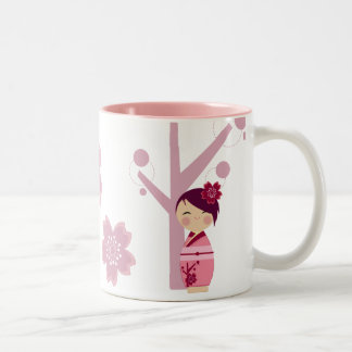 Bicolor Taza de Kokeshi Sakura