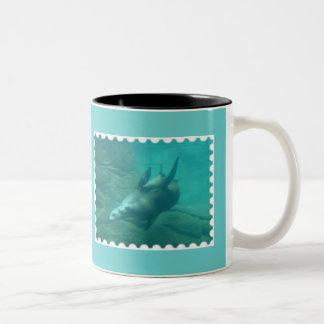 Bicolor Taza de la aguamarina de los leones marinos