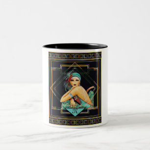 Bicolor Taza de la aleta del estilo de los años 20 del ar