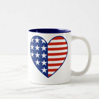 Bicolor Taza de la bandera del corazón de los E.E.U.U.