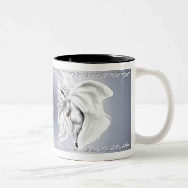 Bicolor Taza de la cabeza de caballo blanco (Derecha)