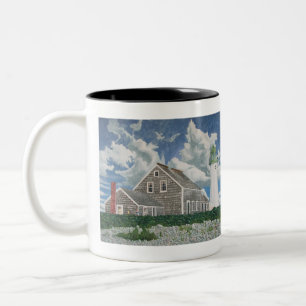 Bicolor Taza de la Casa del Guardián de la Luz de Scituate