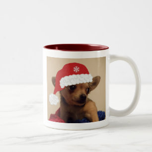 Bicolor Taza de la chihuahua del navidad