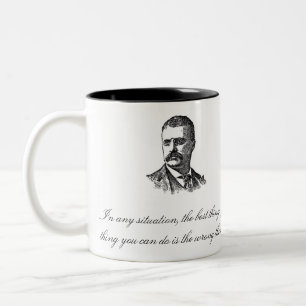 Bicolor Taza de la cita de Teddy Roosevelt