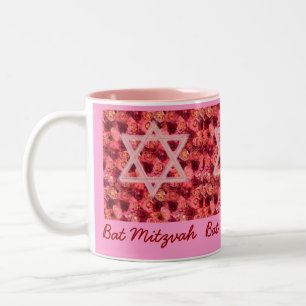 Bicolor Taza de la estrella del rosa de Mitzvah del palo