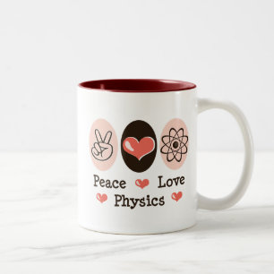 Bicolor Taza de la física del amor de la paz