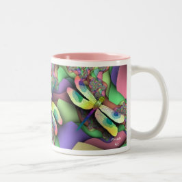 Bicolor Taza de la libélula (pasteles)