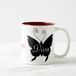 Bicolor Taza de la mariposa de la diva