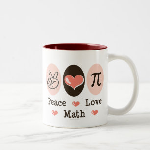 Bicolor Taza de la matemáticas del amor de la paz