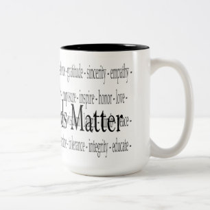 Bicolor Taza de la materia de las palabras