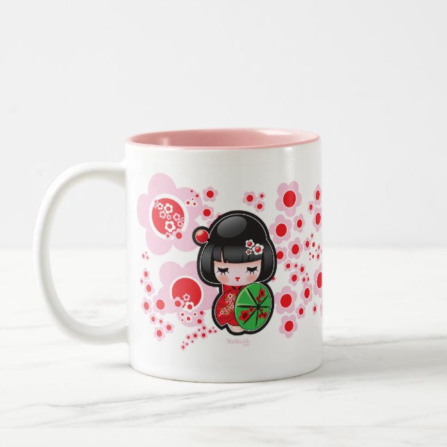 Bicolor Taza de la muñeca de Kawaii del japonés (Izquierda)