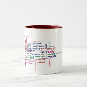 Bicolor Taza de la nube de la palabra