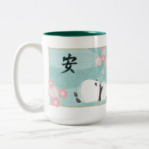 Bicolor Taza de la panda del zen (flores del ciruelo)
