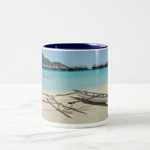 Bicolor Taza de la playa de Tahití Bora Bora