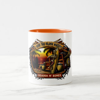 Bicolor Taza de la puesta del sol de Davey Bonez Woody