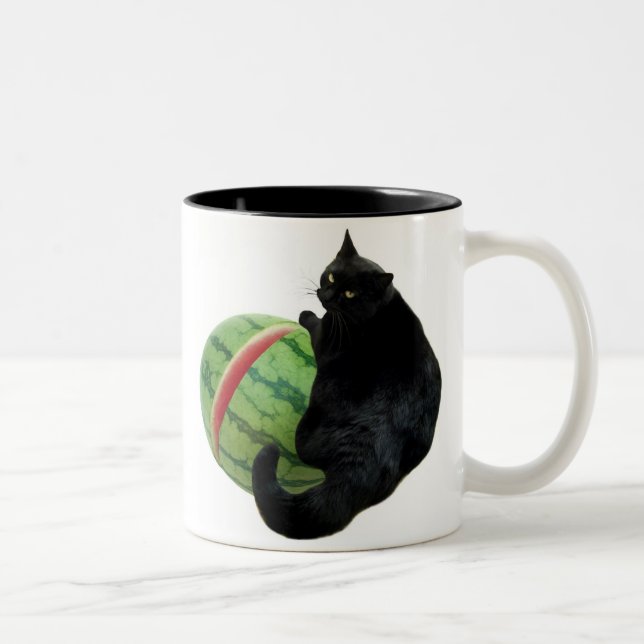 Bicolor Taza de la sandía del gato negro (Derecha)