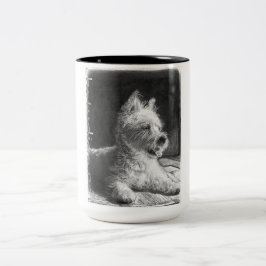 Bicolor Taza de la taza de café del Bello Artes de Westie