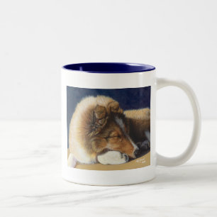 Bicolor Taza de la taza del perro pastor de Sheltie