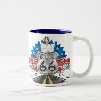 Bicolor Taza de la vaquera de la ruta 66