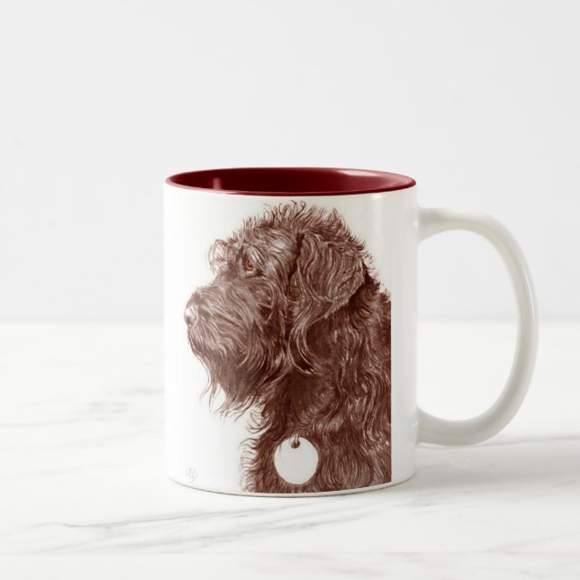 Bicolor Taza de Labradoodle del chocolate (Derecha)