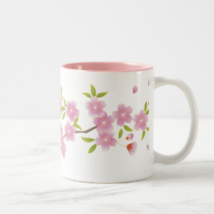 Bicolor Taza de las flores de cerezo de la primavera