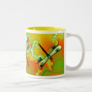 Bicolor Taza de las libélulas y de los fractales