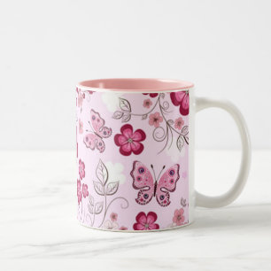 Bicolor Taza de las mariposas de la primavera