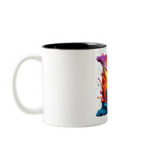 Taza de letra "E" líquida colorida – Pintura 3D vi