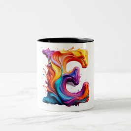 Bicolor Taza de letra "E" líquida colorida – Pintura 3D vi