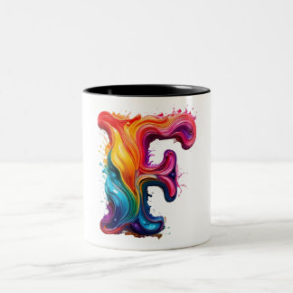 Bicolor Taza de letra "F" de líquido colorido – Pintura 3D