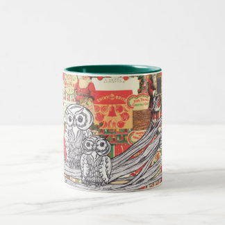Bicolor Taza de los búhos 2 del navidad