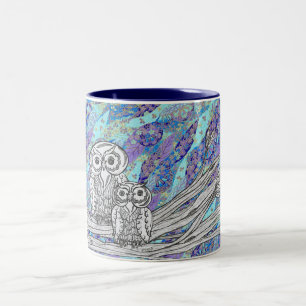 Bicolor Taza de los búhos 2 del papel chino