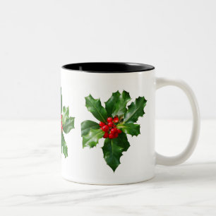 Bicolor Taza de los días de fiesta del navidad del acebo