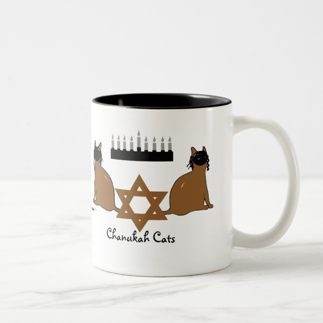 Bicolor Taza de los gatos de Chanukah (Derecha)