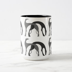 Bicolor Taza de los perros del art déco
