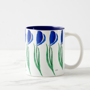 Bicolor Taza de los tulipanes azules