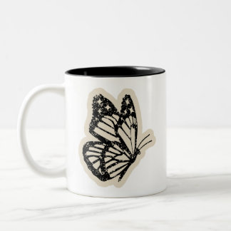 Bicolor Taza de mariposa vintage | Cofre de insectos botán