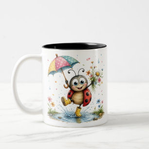 Bicolor Taza de mariquita botánica vintage Taza de café co