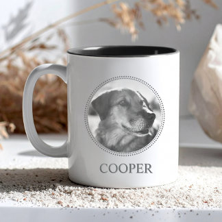 Bicolor Taza de mascota personalizada con tipografía moder