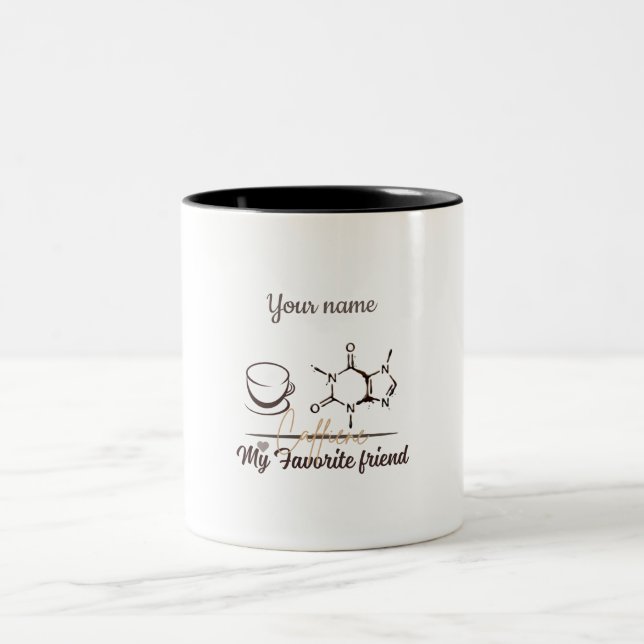 Bicolor Taza de molécula de cafeína personalizable para fa (Centro)