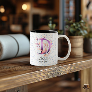 Bicolor Taza De Monograma Floral Boho Chic Abstracto Elega