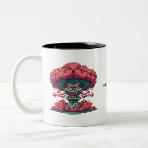Bicolor Taza de monstruo de cómic de nube de hongo