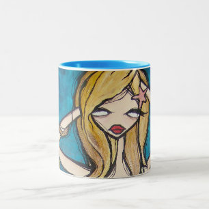 Bicolor Taza de "muchas aguas", azul