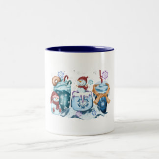 Bicolor Taza de Muñeco de Nieve
