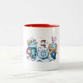 Bicolor Taza de muñeco de nieve
