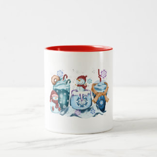 Bicolor Taza de muñeco de nieve