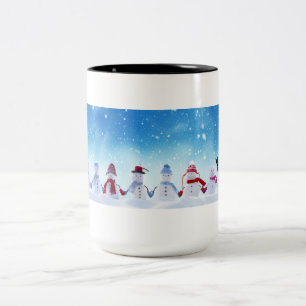 Bicolor Taza de muñecos de nieve
