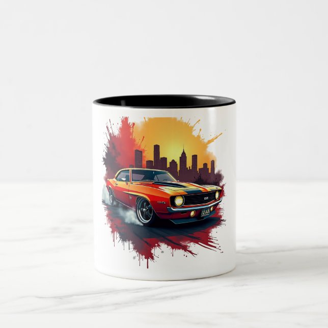 Bicolor Taza de Muscle Car Burnout (Centro)