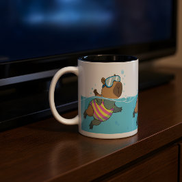 Bicolor Taza de nadador de carpincho | Café con tema de na